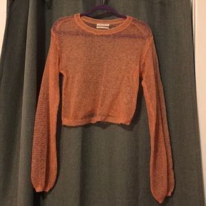 Sheer crochet crop sweater